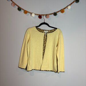 Y2K Banana Republic Angora Rabbit Hair Wool blend Silk lined yellow cardigan
